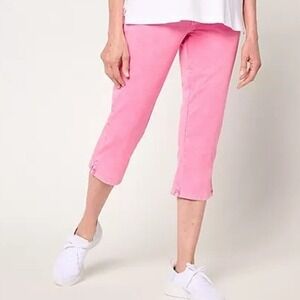 Belle by Kim Gravel Womens 18 Petite Washed Pink Delray Denim Capri Pant Summer